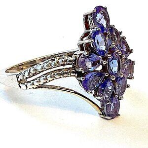 Tanzanite and Sterling Ring, Vintage Estate, Size 8, Silver and Purple Stone